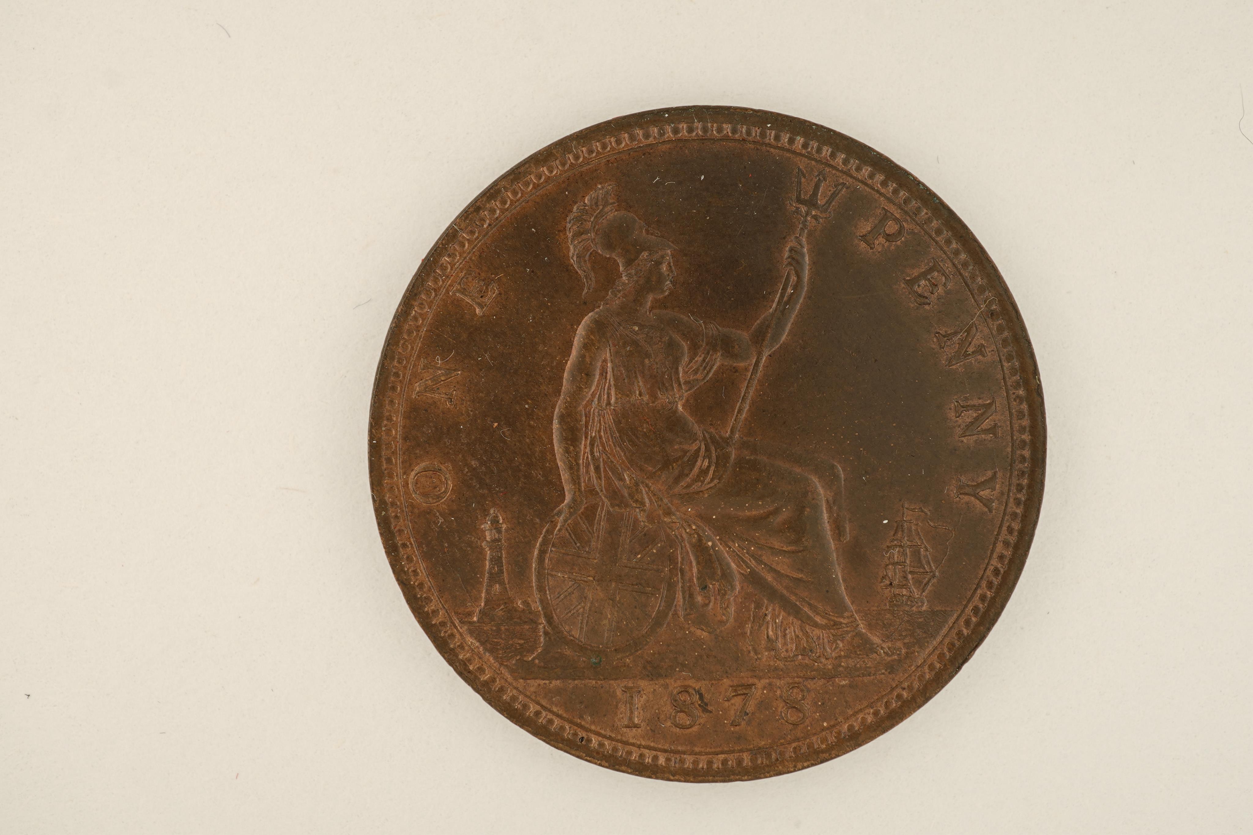 British coins, Victoria, three bronze pennies;, 1876, H below small date, Fr. 89, Gouby dies L/m, good EF, much lustre, 1877, Fr. 91, Gouby dies L/k, spotting and die clash to obv. otherwise crisply struck near UNC, much
